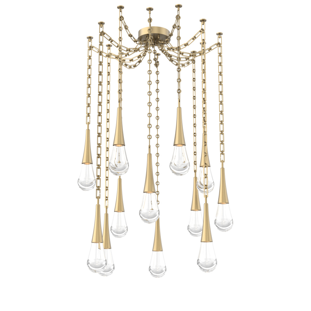 Raindrop Multi Light Pendant Gilded Brass