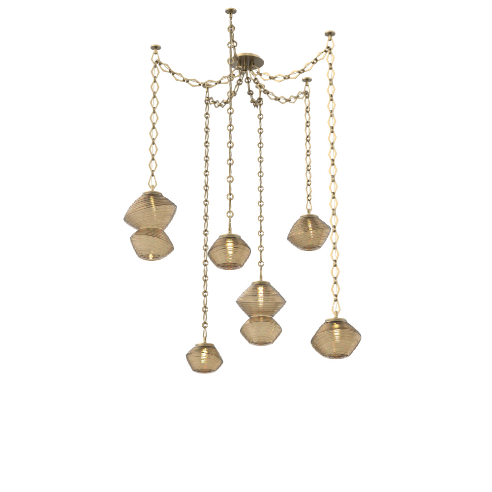 Mesa Multi Light Pendant Gilded Brass