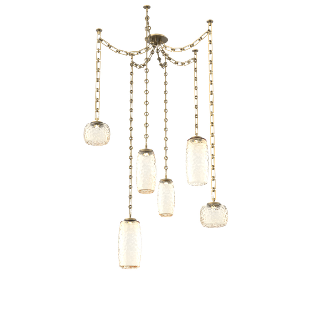 Vessel Multi Light Pendant Gilded Brass
