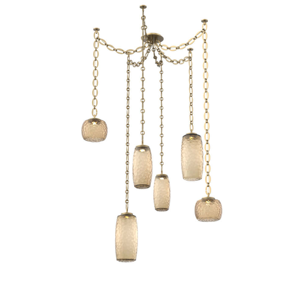 Vessel Multi Light Pendant Gilded Brass