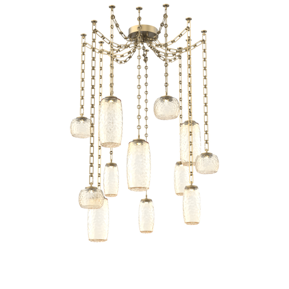 Vessel Multi Light Pendant Gilded Brass