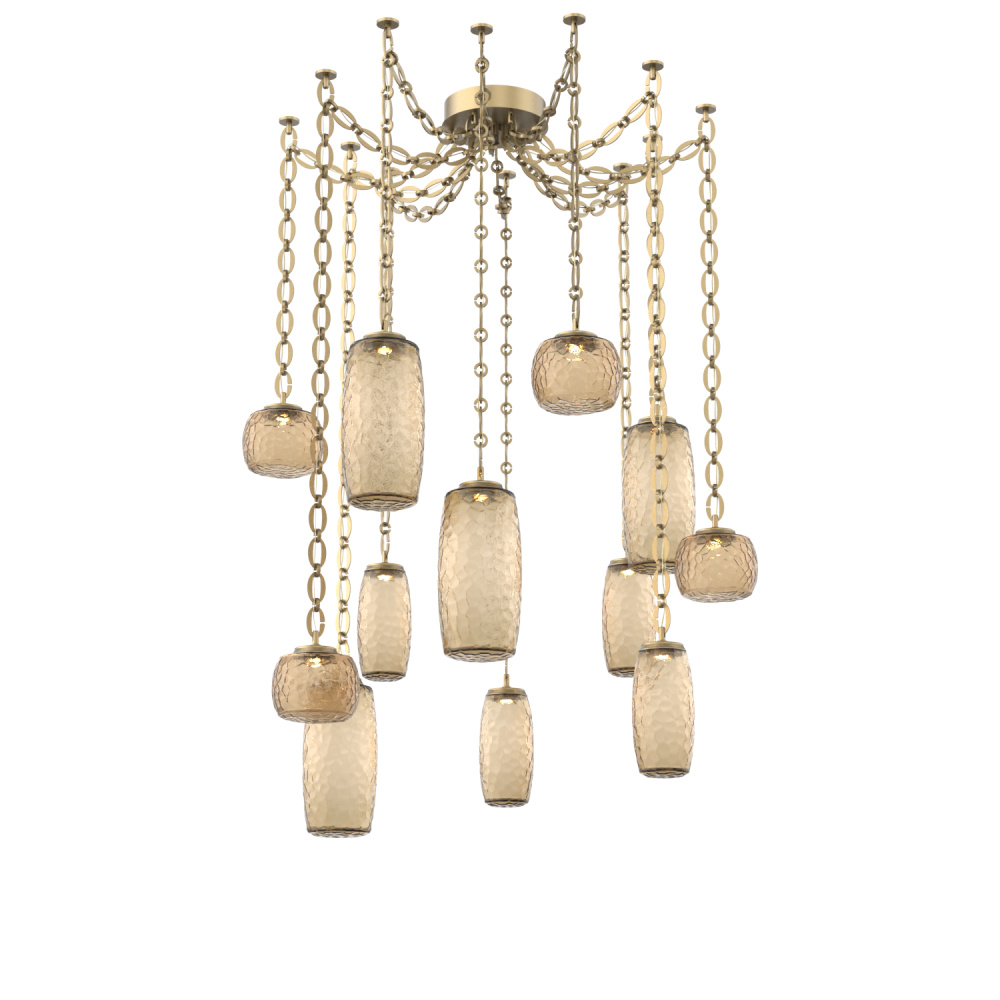 Vessel Multi Light Pendant Gilded Brass
