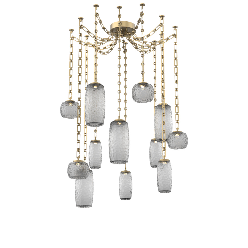 Vessel Multi Light Pendant Gilded Brass