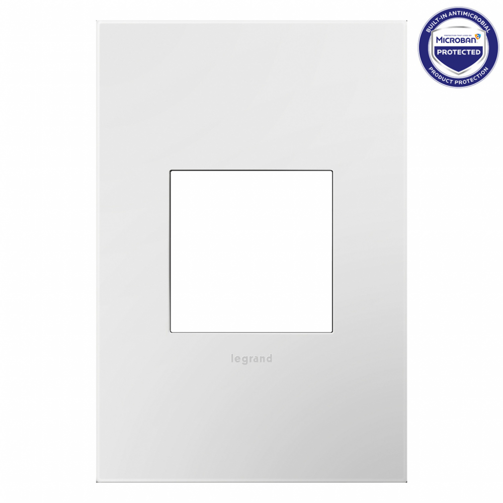 adorne Gloss White-on-White One-Gang Screwless Wall Plate with Microban