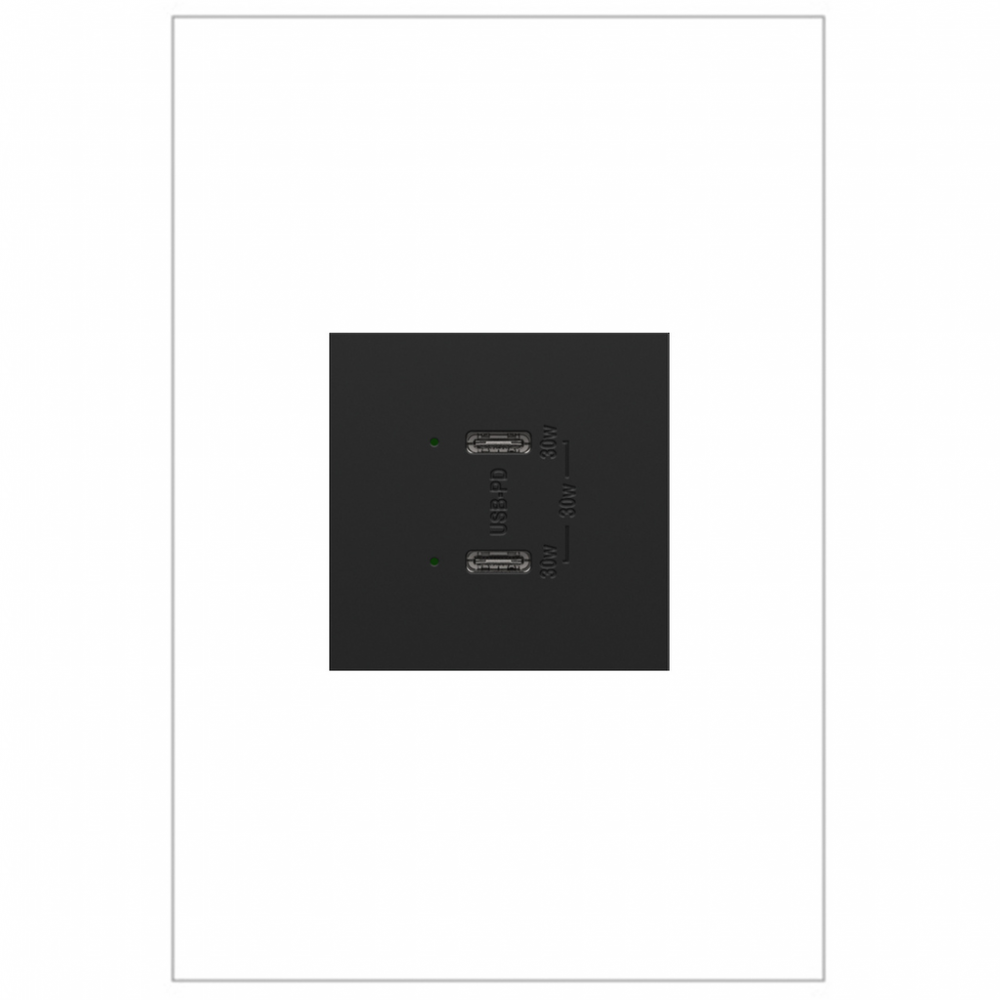 adorne Ultra-Fast Plus Power Delivery USB Type-C/C Outlet Module, Graphite