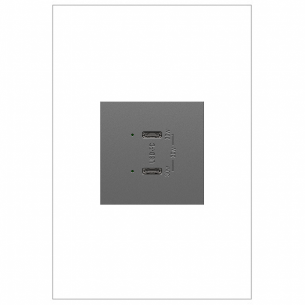 adorne Ultra-Fast Plus Power Delivery USB Type-C/C Outlet Module, Magnesium