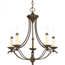 Progress P4057-20 - Five Light Antique Bronze Ivory Finish Candle Sleeves Glass Up Chandelier