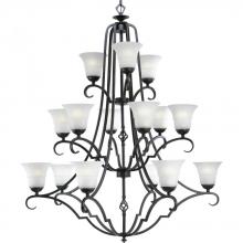 Progress P4268-84 - Fifteen Light Espresso Etched Watermark Glass Up Chandelier