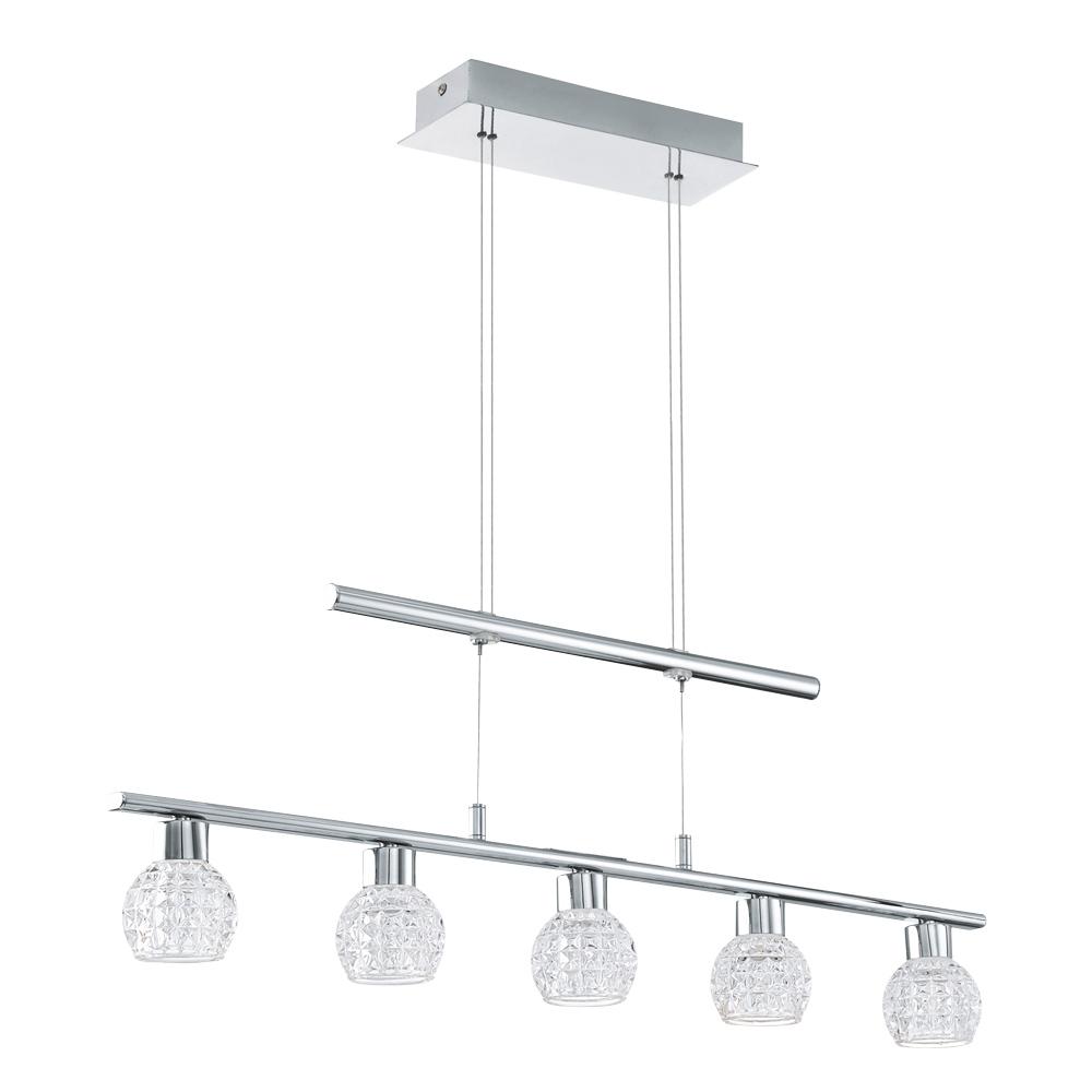5 LT Integrated LED Linear Pendant w/ Chrome Finish & Clear Polished Glass Shades