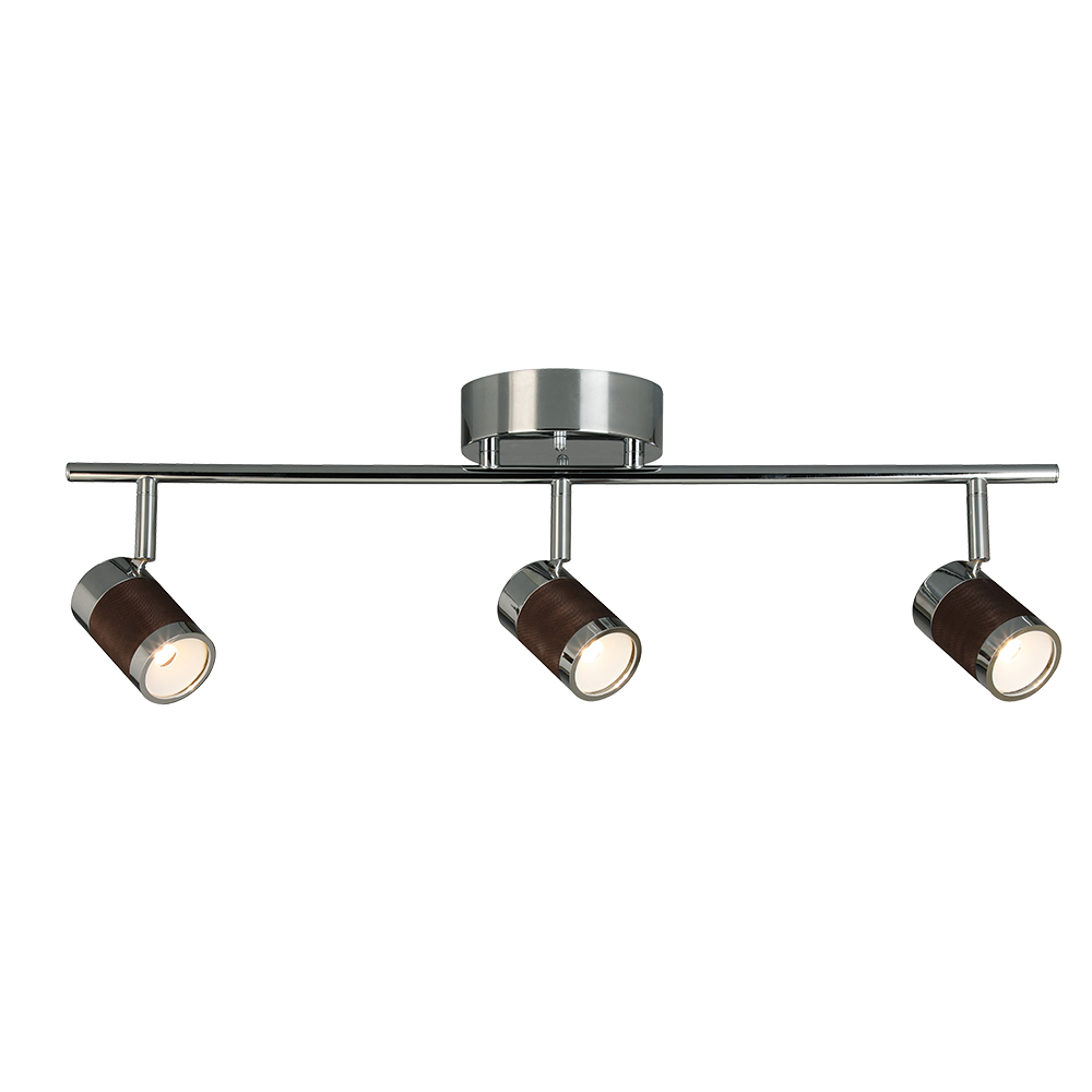 3 LT Integrated LED Track Light w/ Chrome Finish & Brown w/ Chrome Accents Adjustable Lamp Heads