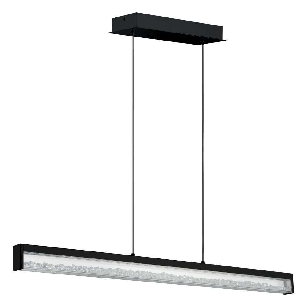 1 LT Integrated LED Linear Pendant w/ Black Finish & Clear Glass Shade w/ Clear Stones