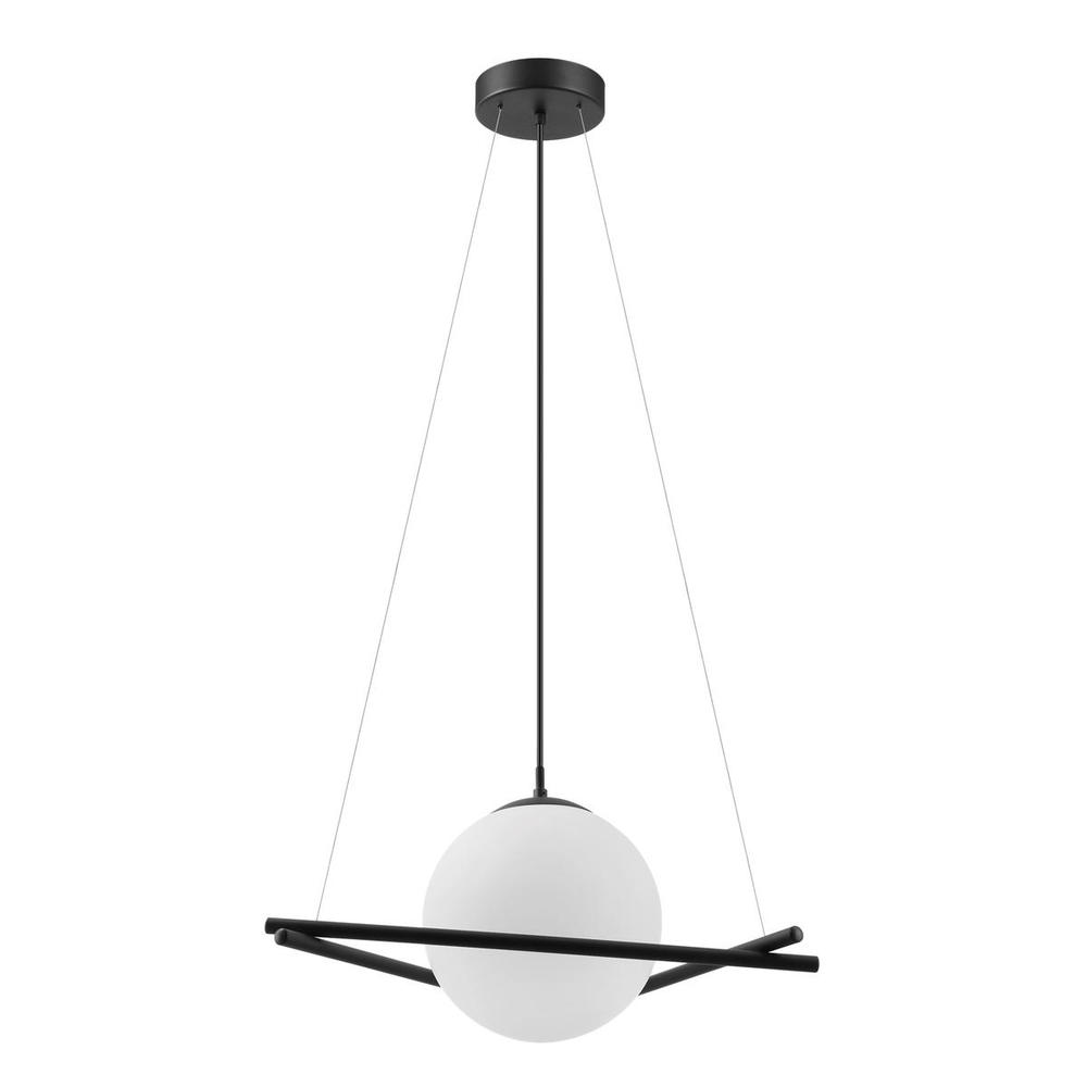 1 LT Pendant w/ Black Finish & Frosted Opal Sphere Shaped Glass Shade