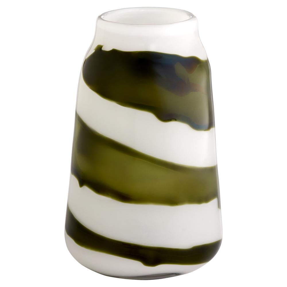 Denali Vase | Iridescent White | Green - Medium