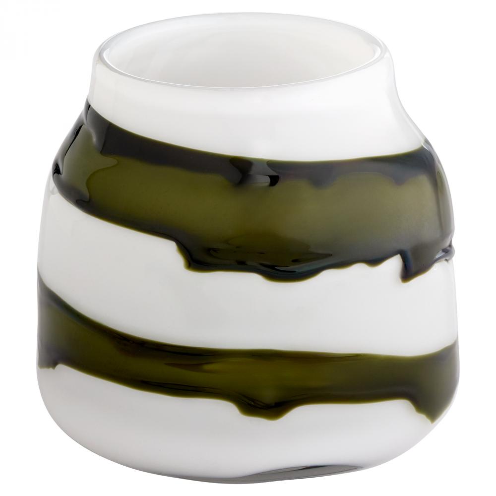 Denali Vase | Iridescent White | Green - Small