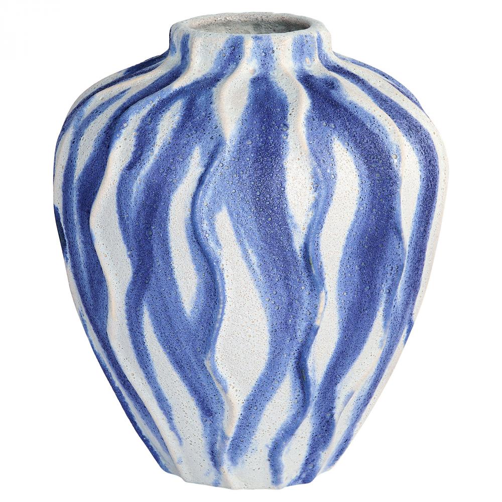 Ripple Vase | Chalk White | Blue - Short