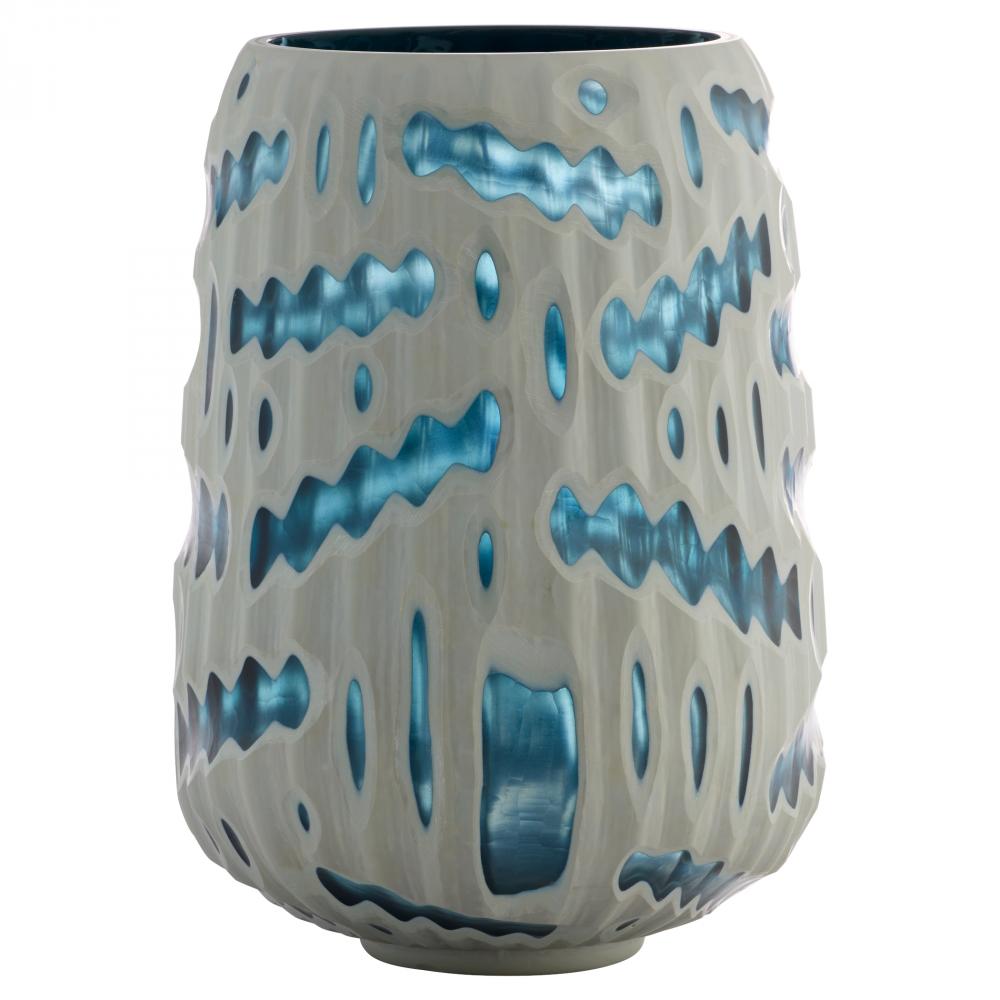 Strata Vase |  White | Blue - Medium