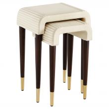 Cyan Designs 12218 - Channel Nesting Tables | Off-White | Walnut | Brass - 2pc set