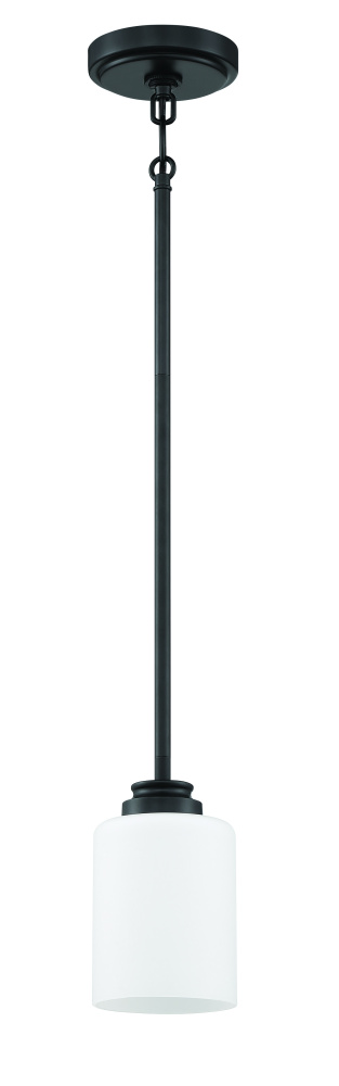 Bolden 1 Light Mini Pendant in Flat Black (White Glass)