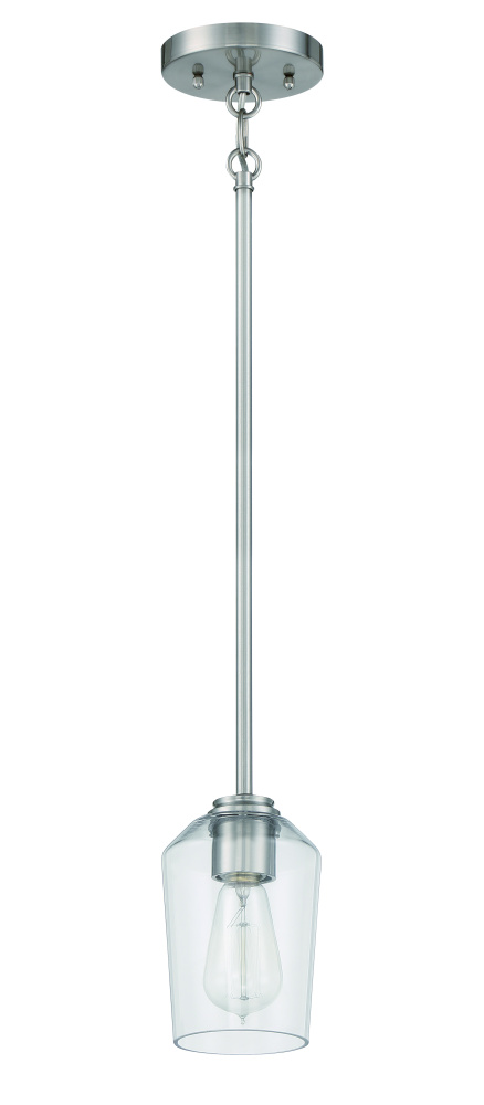 Shayna 1 Light Mini Pendant in Brushed Polished Nickel