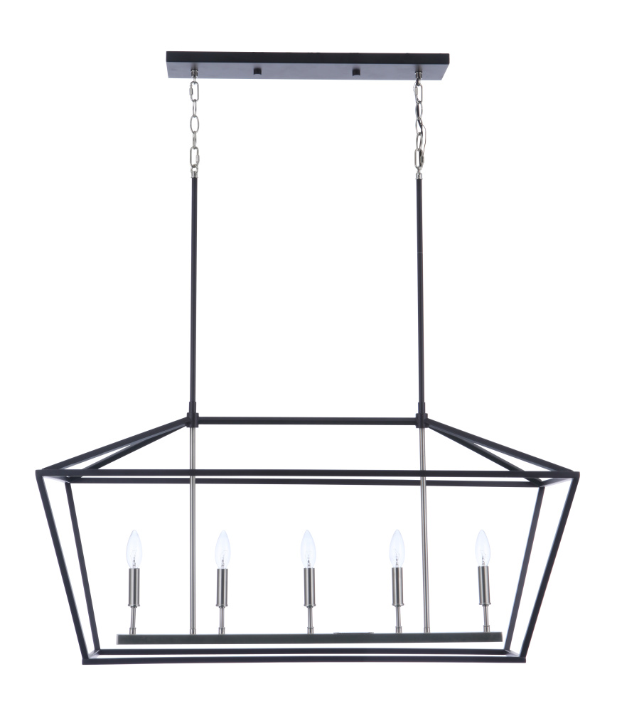 Flynt II 5 Light Island in Flat Black/Brushed Polished Nickel