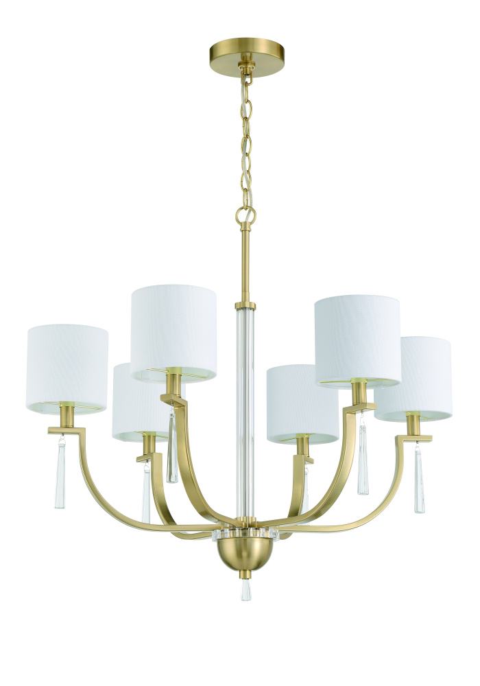 Fortuna 6 Light Chandelier in Satin Brass