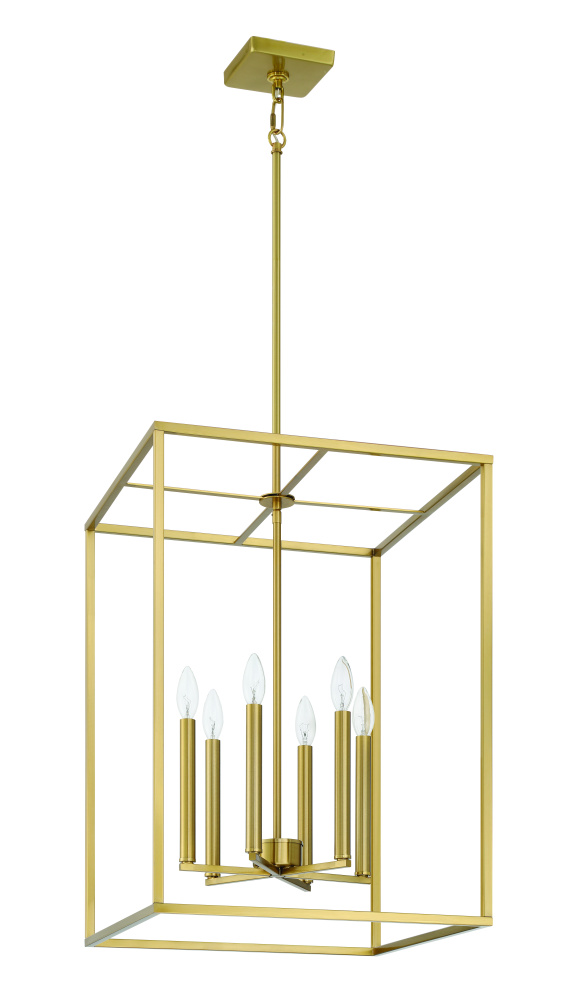 Signature Foyer 6 Light 25&#34; Foyer in Satin Brass