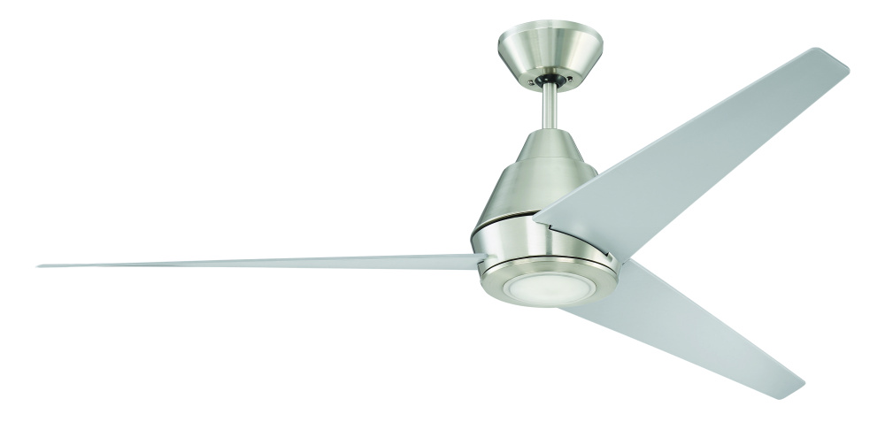 Acadian 56&#34; 3-Blade Ceiling Fan in Brushed Polished Nickel w/ Brushed Nickel Blades