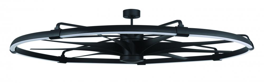 Axel 80&#34; 9-Blade Ceiling Fan in Flat Black w/ Flat Black Blades; Integrated Light Kit
