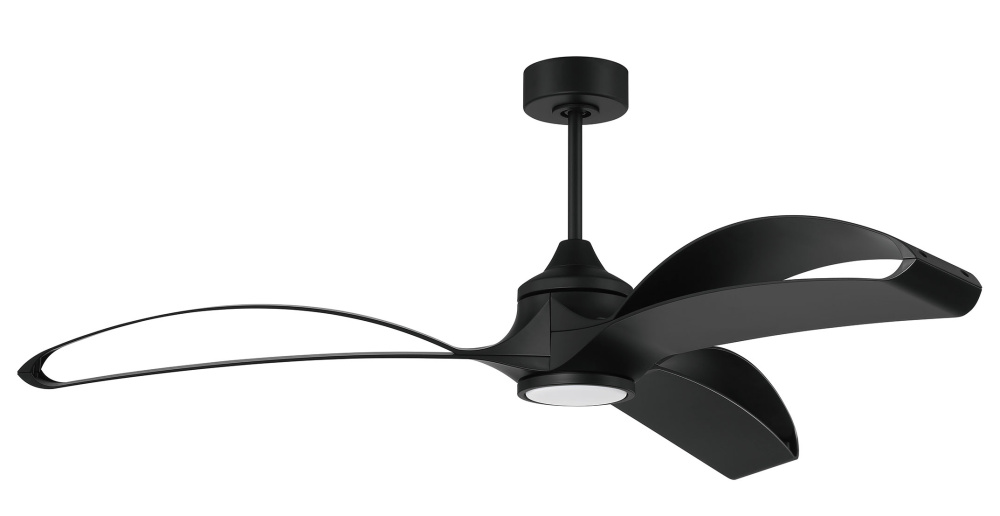 Bandeaux 60&#34; 3-Blade Ceiling Fan in Flat Black w/ Flat Black Blades; Light Kit Included (optiona