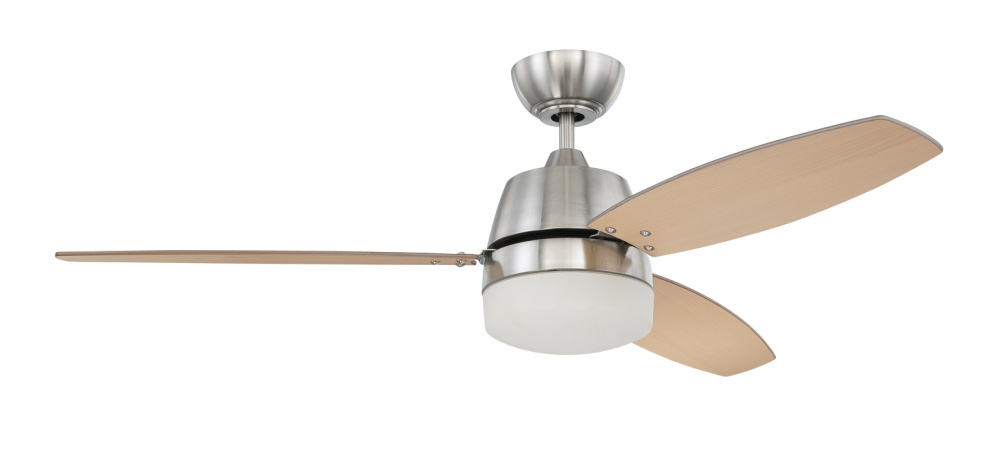 Beltre 52&#34; 3-Blade Ceiling Fan in Brushed Polished Nickel w/ Brushed Nickel/Maple Blades