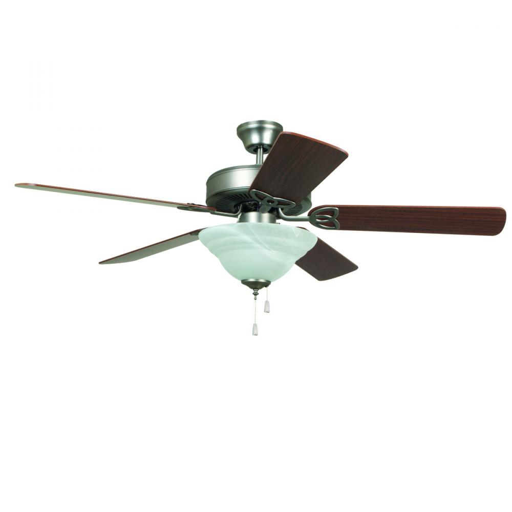 Builder Deluxe 52&#34; 5-Blade Ceiling Fan in Brushed Polished Nickel w/ Ash/Mahogany Blades