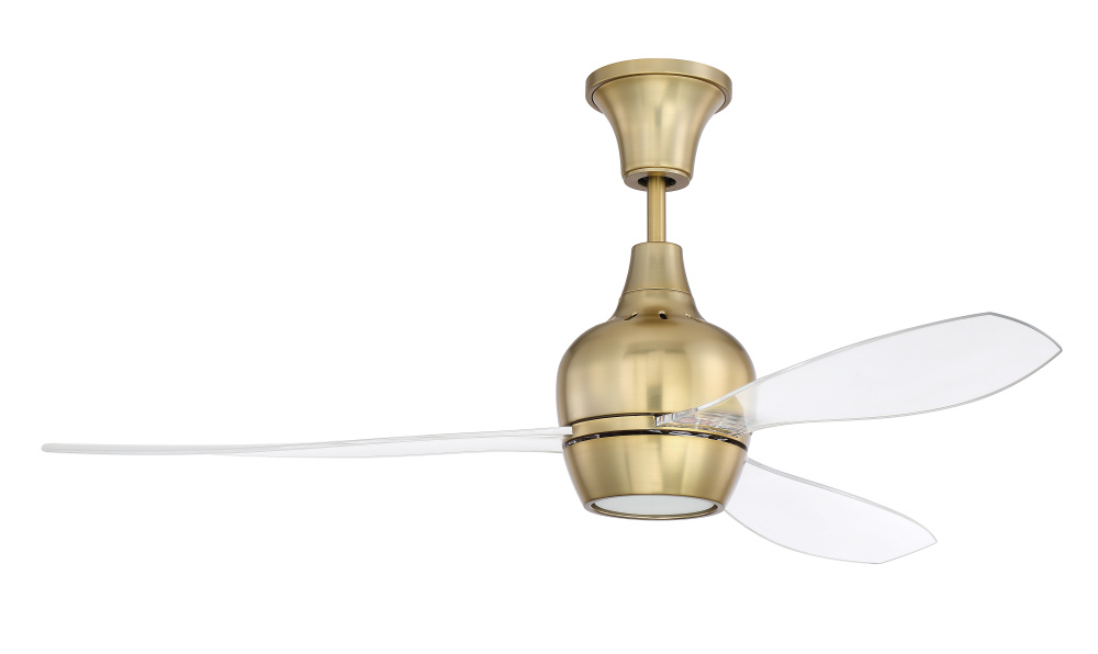 Bordeaux 52&#34; 3-Blade Ceiling Fan in Satin Brass w/ Acrylic Blades; Light Kit Included (optional)