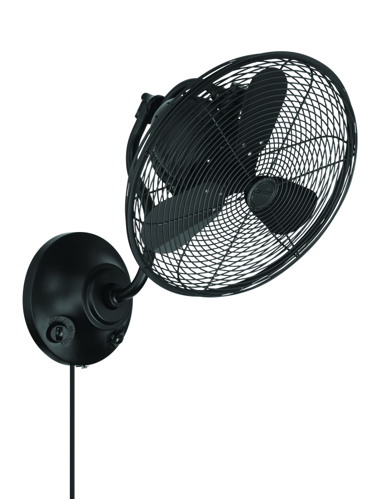 Bellows I 14&#34; 3-Blade Indoor/Outdoor (Damp) Wall Fan in Flat Black w/ Flat Black Blades