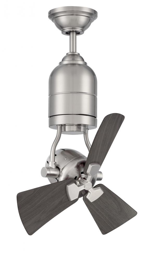 Bellows Uno 18&#34; 3-Blade Indoor/Outdoor (Damp) Ceiling Fan in Painted Nickel w/ Greywood Blades