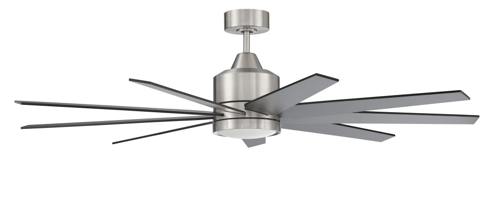Champion 60&#34; 9-Blade Ceiling Fan in Brushed Polished Nickel w/ Brushed Nickel/Flat Black Blades