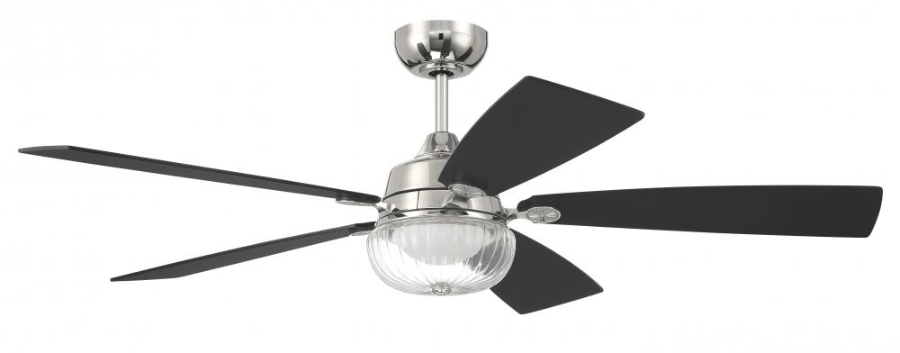 Chandler 52&#34; 5-Blade Ceiling Fan in Polished Nickel w/ Flat Black/Greywood Blades