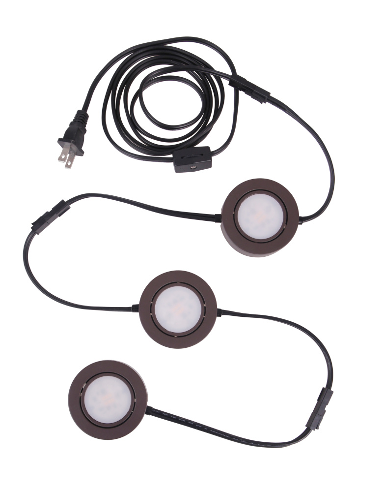 2.75&#34; LED Under Cabinet Puck in Bronze, 3 pack