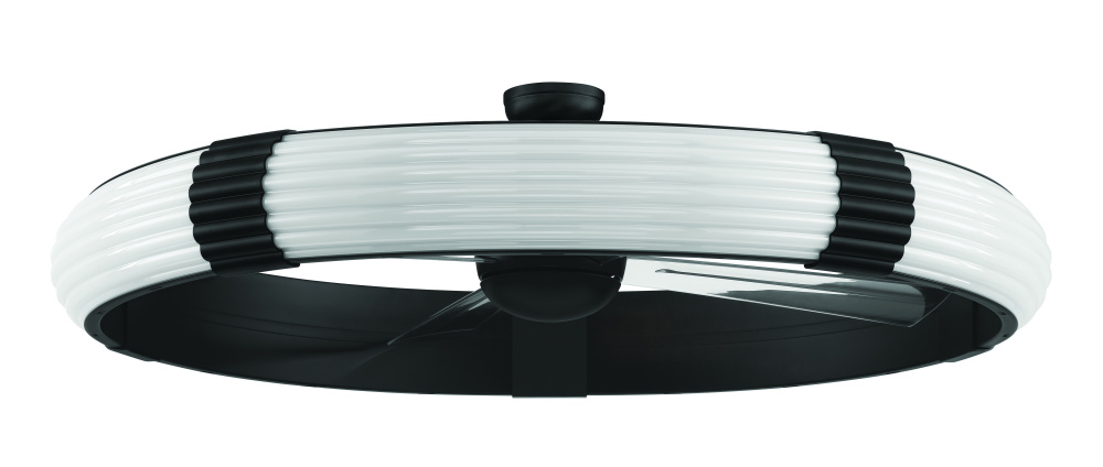 Cipriani 57&#34; 4-Blade Ceiling Fan in Flat Black w/ Clear Acrylic Blades; Integrated Light Kit