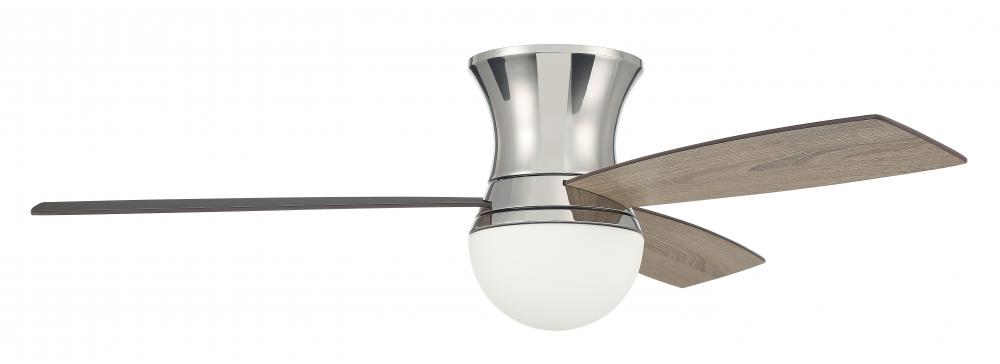 Daybreak 52&#34; 3-Blade Ceiling Fan in Polished Nickel w/ Driftwood/Greywood Blades