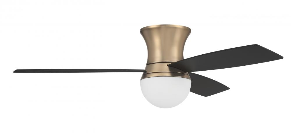 Daybreak 52&#34; 3-Blade Ceiling Fan in Satin Brass w/ Flat Black/Black Walnut Blades