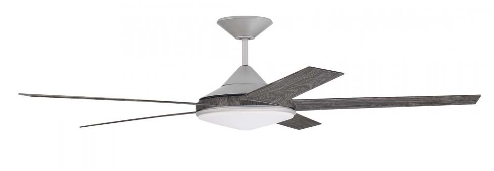 Delaney 60&#34; 5-Blade Indoor/Outdoor (Wet) Ceiling Fan in Painted Nickel w/ Greywood Blades