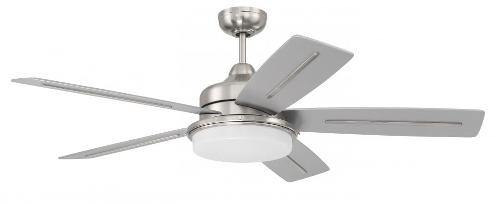 Drew 54&#34; 5-Blade Ceiling Fan in Brushed Polished Nickel w/ Brushed Nickel/Greywood Blades