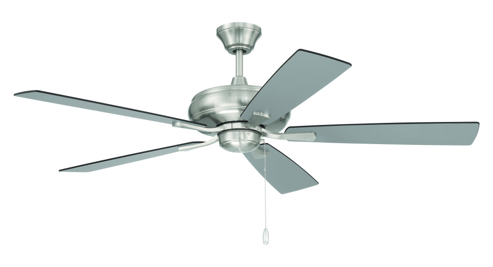 Eos 52&#34; 5-Blade Ceiling Fan in Brushed Polished Nickel w/ Brushed Nickel/Greywood Blades