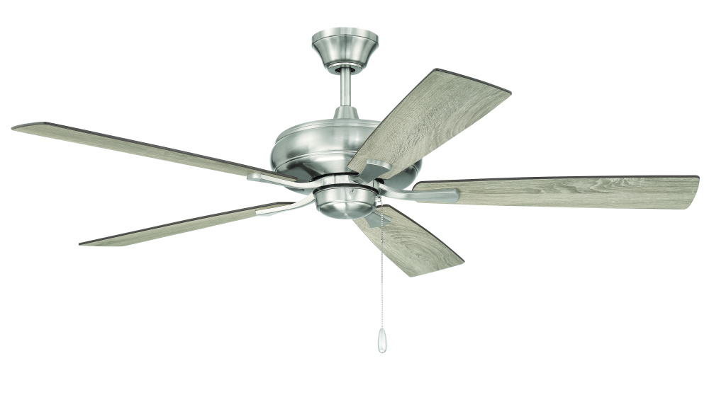 Eos 52&#34; 5-Blade Ceiling Fan in Brushed Polished Nickel w/ Driftwood/Walnut Blades