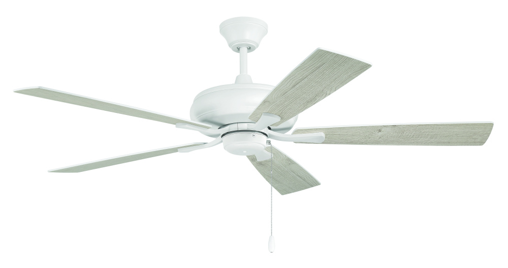 Eos 52&#34; 5-Blade Ceiling Fan in White w/ White/Washed Oak Blades; Light Kit Optional (Not Include
