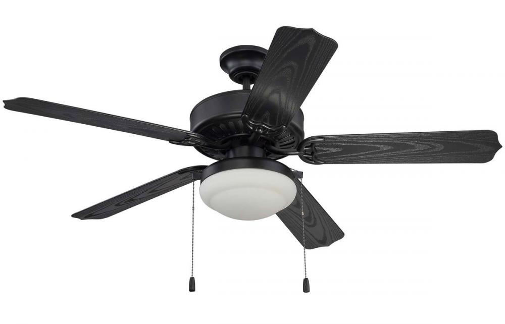 Enduro Plastic 52&#34; 5-Blade Ceiling Fan with Light Kit in Matte Black w/ Matte Black Blades