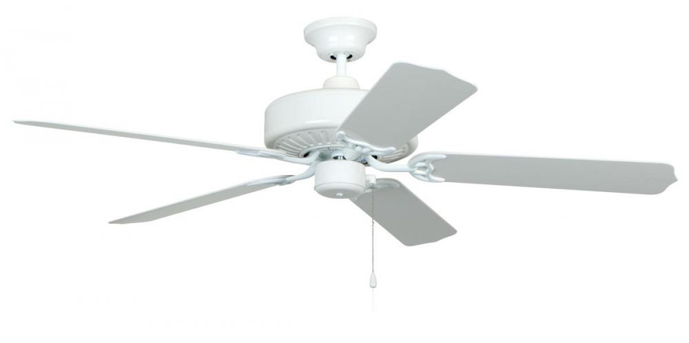 Enduro Plastic 52&#34; 5-Blade Ceiling Fan in White w/ White Blades; Light Kit Optional (Not Include