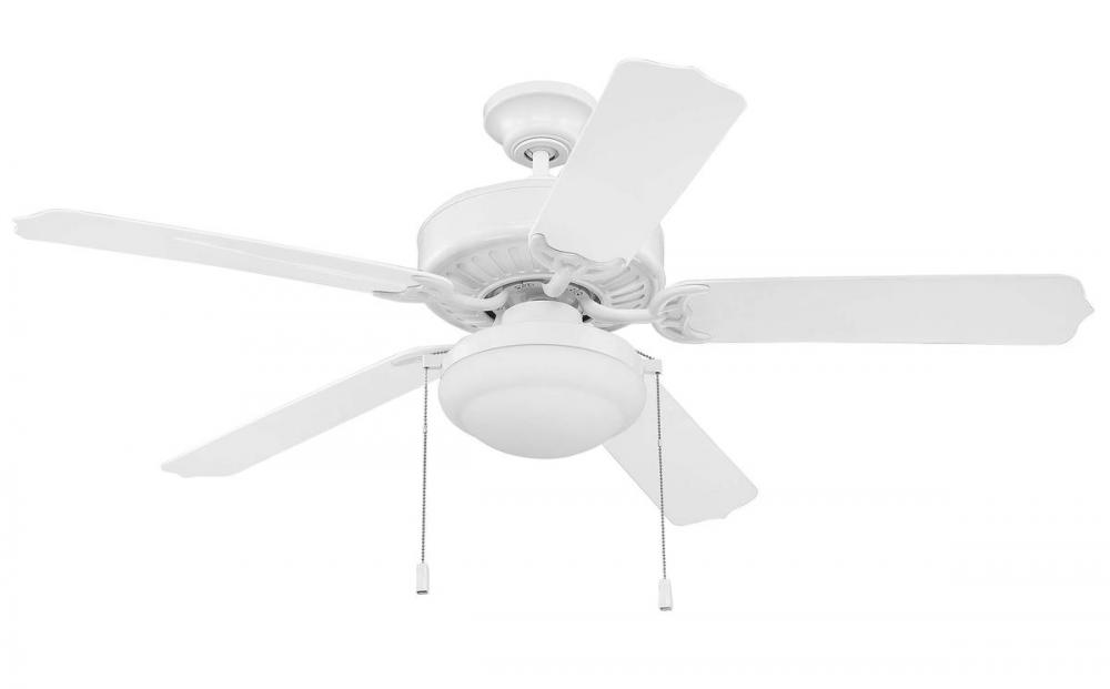 Enduro Plastic 52&#34; 5-Blade Ceiling Fan with Light Kit in White w/ White Blades