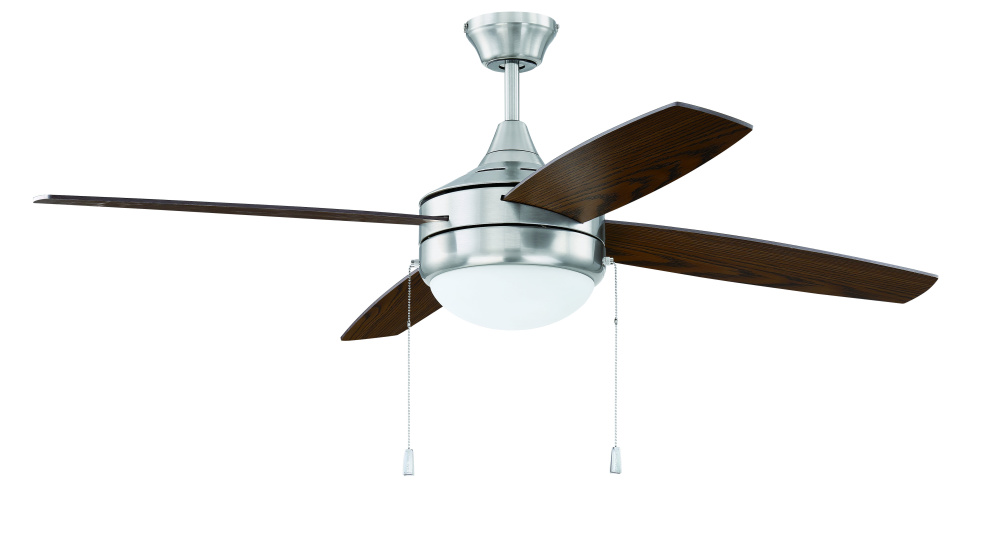 Phaze Energy Star 4 52&#34; 4-Blade Ceiling Fan in Brushed Polished Nickel w/ Walnut/Dark Oak Blades