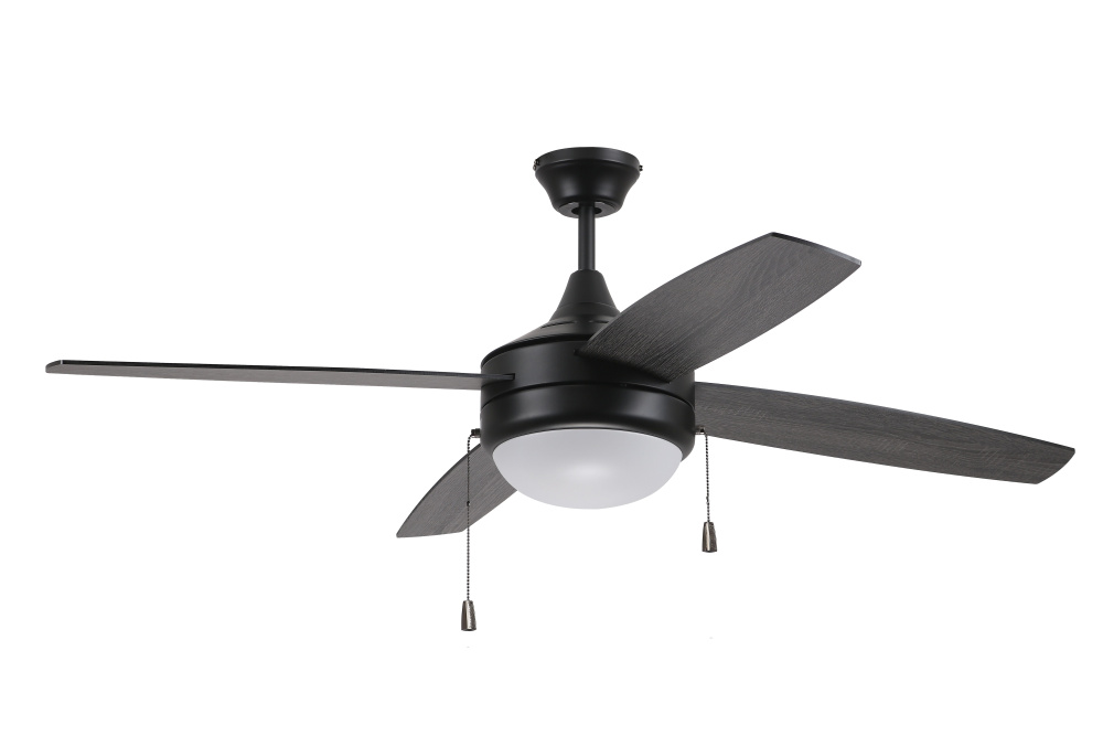 Phaze Energy Star 4 52&#34; 4-Blade Ceiling Fan in Flat Black w/ Flat Black/Greywood Blades